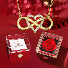 KIT TRÉSOR D'AMOUR - COLLIER AMOUR INFINI + BOÎTE À BIJOUX ROSE MAGIC