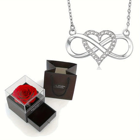 KIT TENDRESSE PARFAITE - COLLIER AMOUR INFINI + BOÎTE À BIJOUX ROSE DELUXE