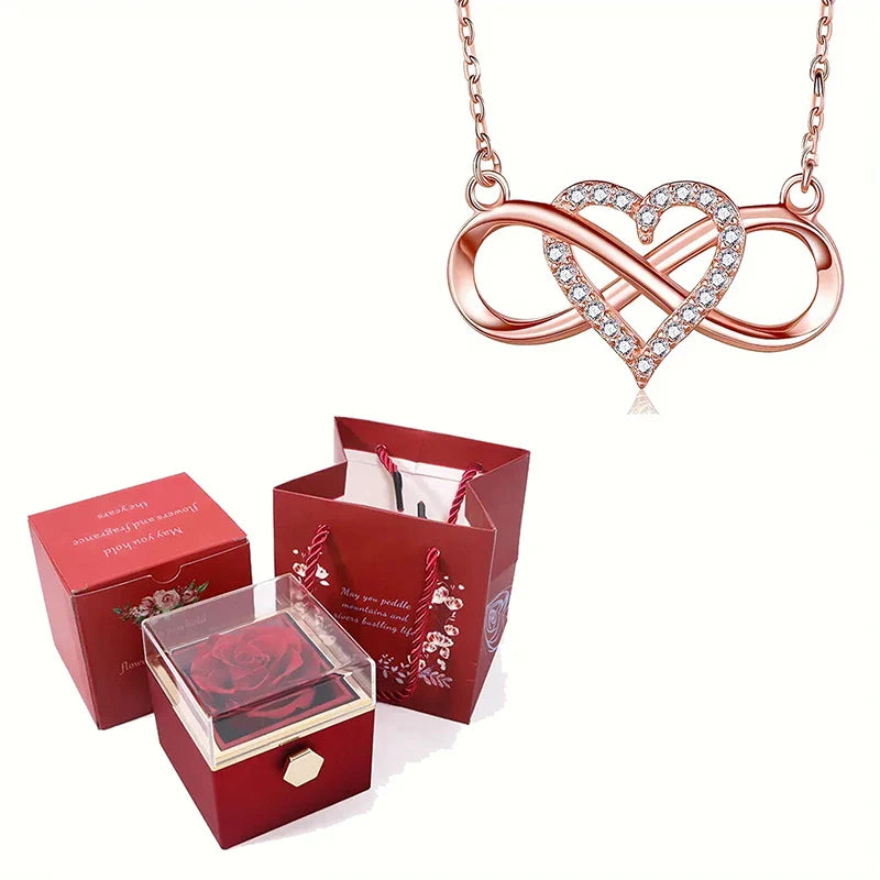 KIT TRÉSOR D'AMOUR - COLLIER AMOUR INFINI + BOÎTE À BIJOUX ROSE MAGIC